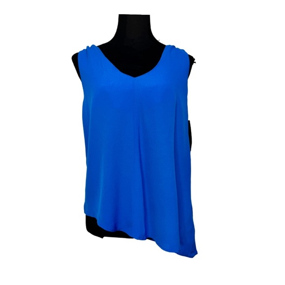Zara Asymmetrical Sleeveless Blouse Blue - Picture 2 of 10